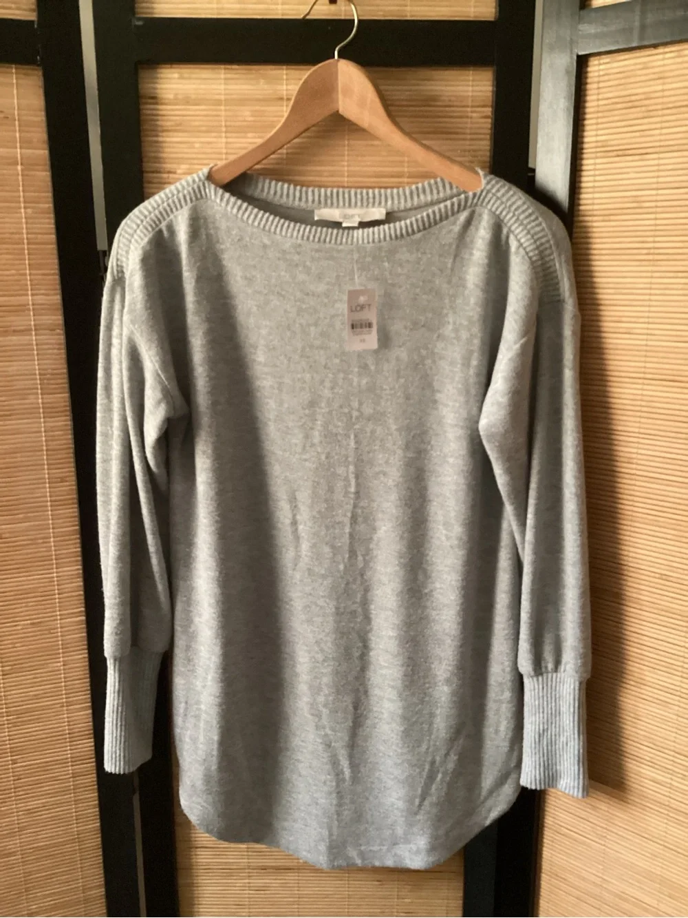 NWT LOFT Light Gray Scoop Neck Oversized Sweater XS soft multi-season